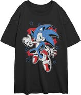 Sonic the Hedgehog Junior's Sonic the Hedgehog Stars and Stripes Pose  Graphic T-Shirt
