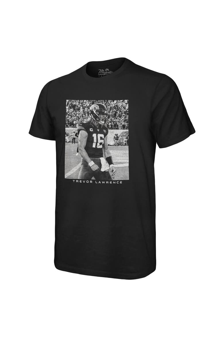 Men's Majestic Threads Trevor Lawrence Black Jacksonville Jaguars Oversized Player Image T-Shirt, Alternate, color, Black