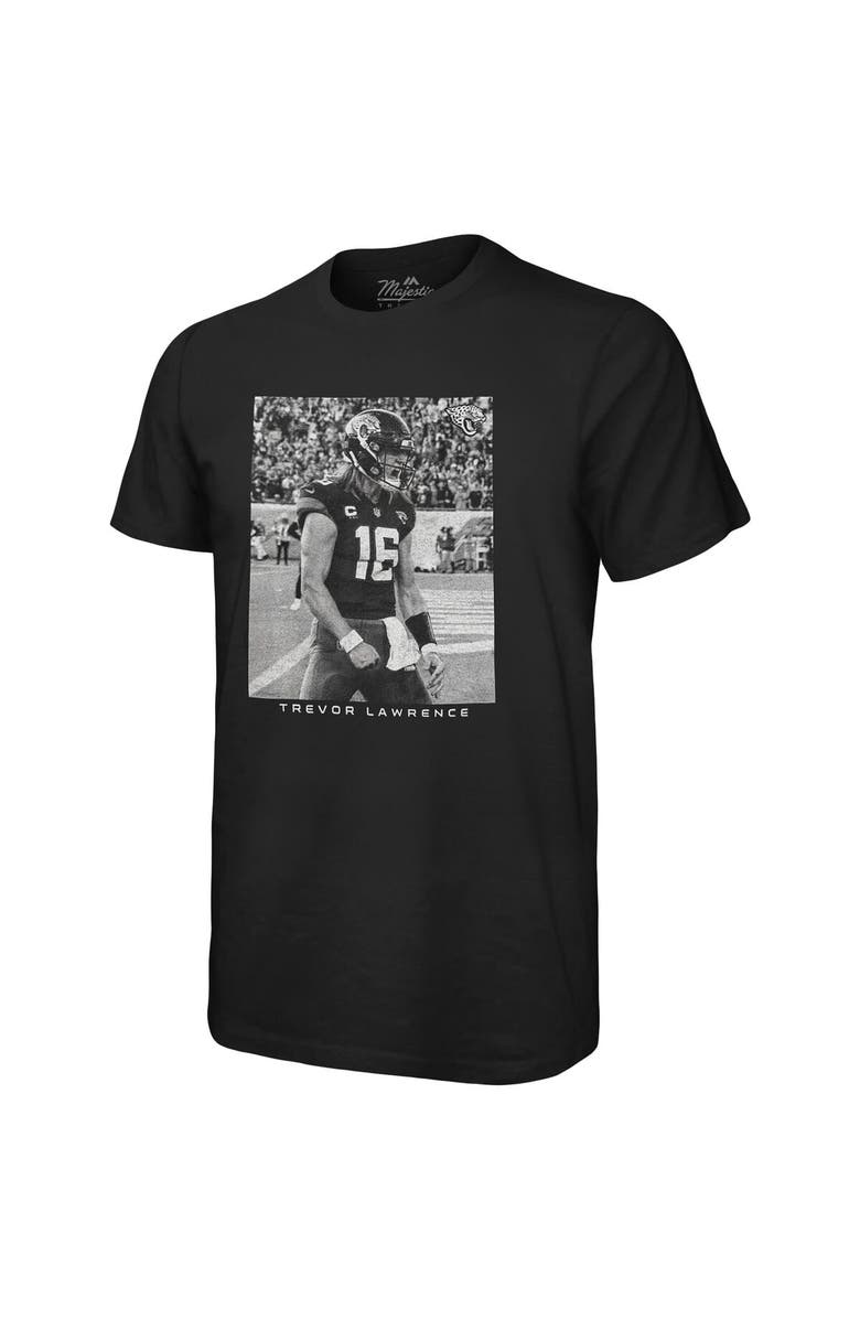 Majestic Threads Men's Majestic Threads Trevor Lawrence Black Jacksonville Jaguars Oversized Player Image T-Shirt, Alternate, color, Black