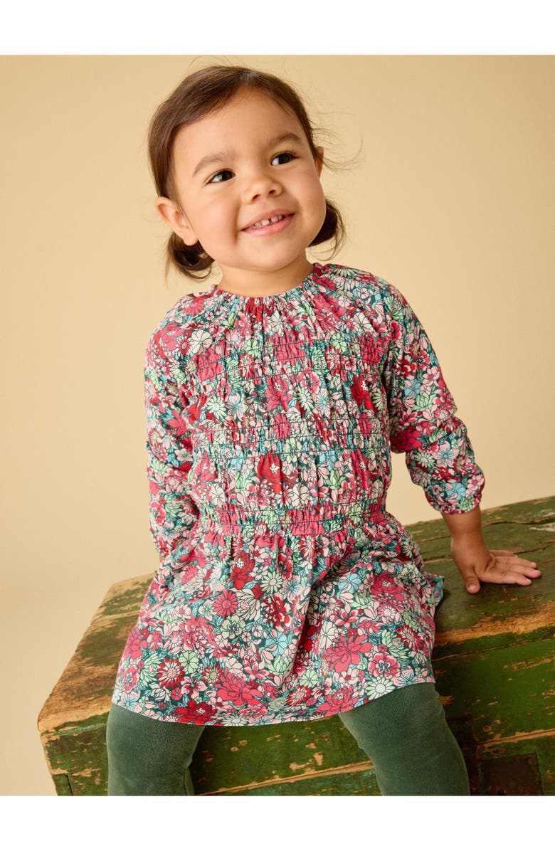 Tea Collection Smocked Blouson Dress, Alternate, color, Suzhou Garden Floral