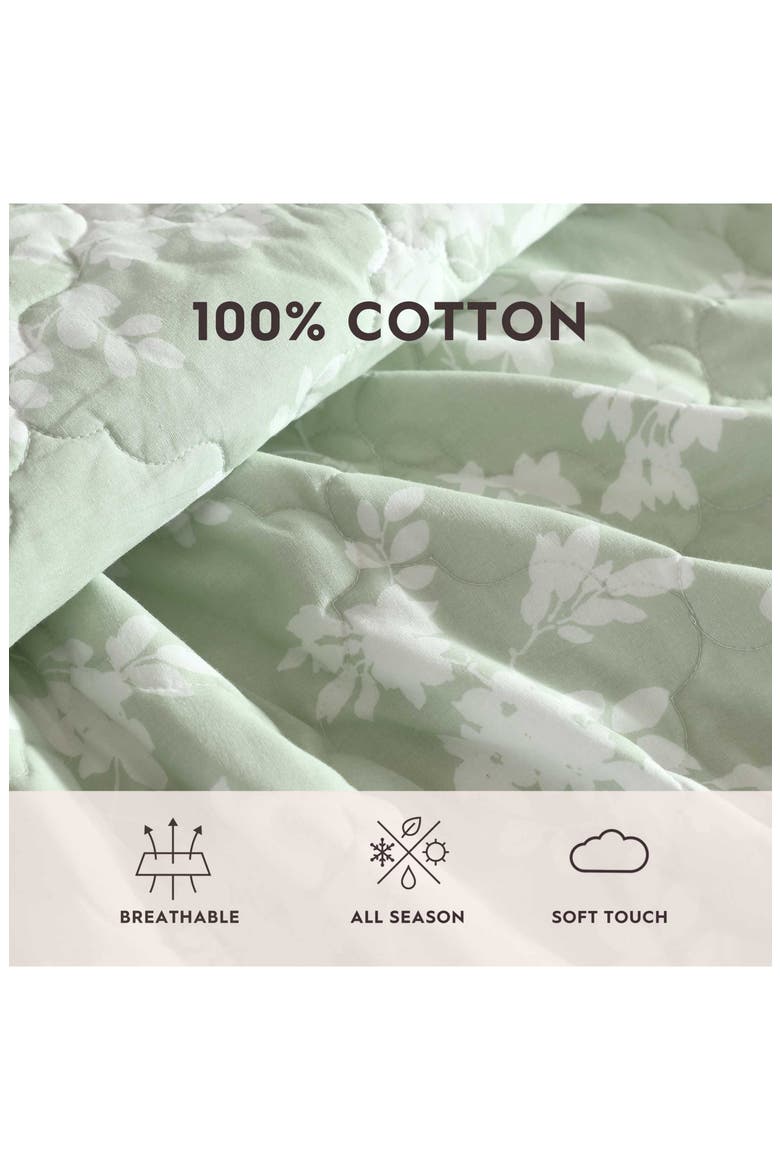 Adorabelle 3-Piece King Quilt & Sham Set, Alternate, color, GREEN