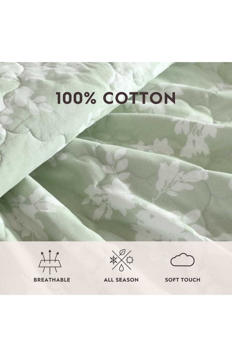 Laura Ashley Adorabelle 3-Piece Queen Quilt & Sham Set, Alternate, color, Green