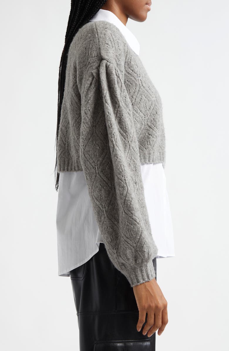 Cinq à Sept Landry Layered Sweater, Alternate, color, Heather Grey/ White
