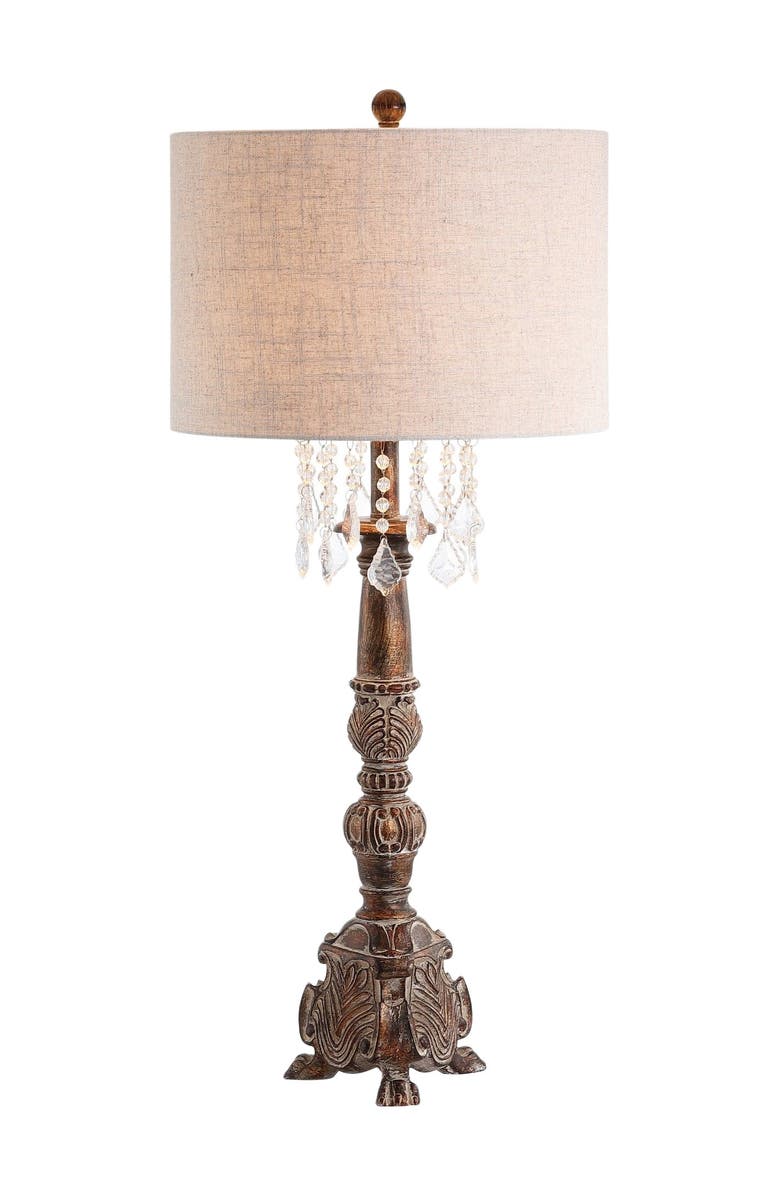JONATHAN Y Carlisle 33.5" Resin/Acrylic LED Table Lamp, Antique Brown, Main, color, Antique Brown