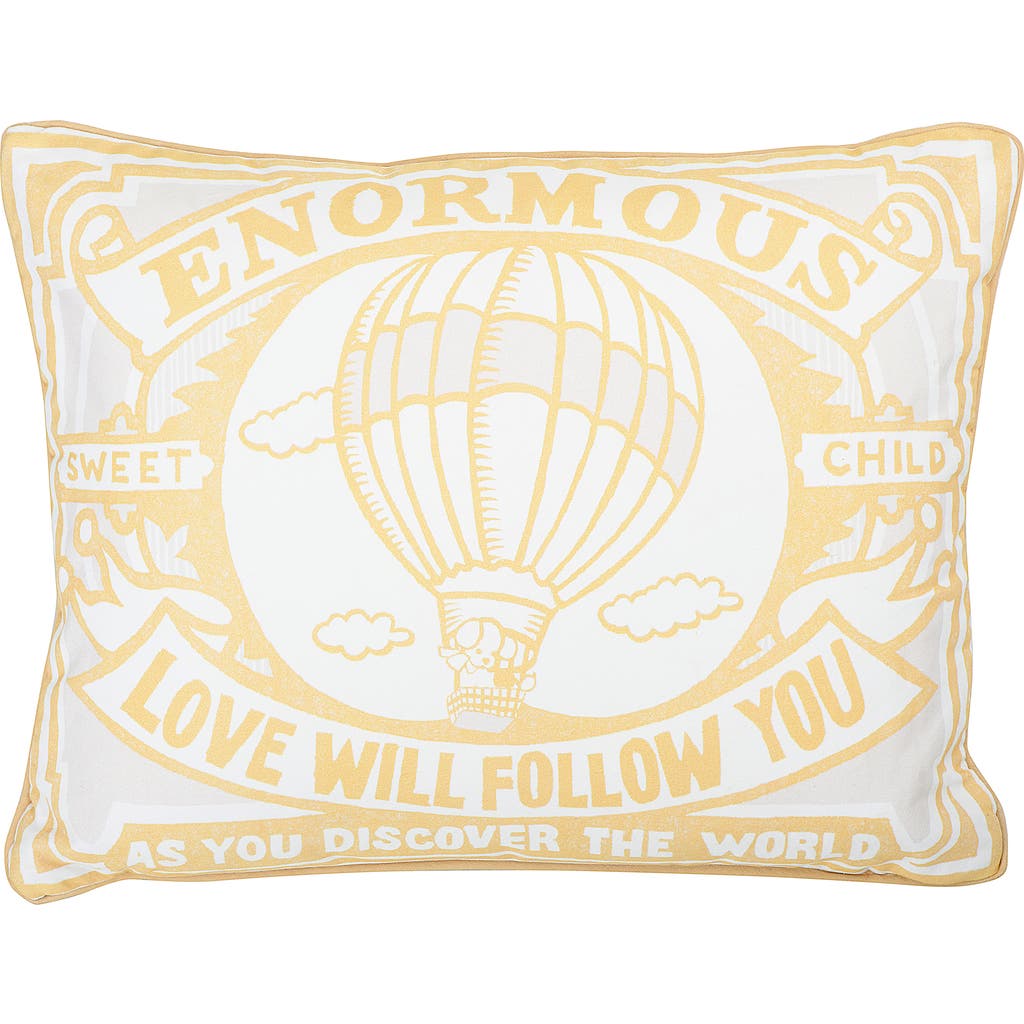 Storied Home Lumbar Multi Color "sweet Child Enormous Love Will Follow You" © Cotton Pillow In Yellow