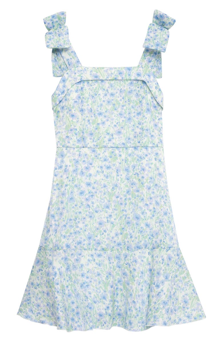 Speechless Kids' Shimmer Floral Bow Strap Dress, Main, color, 
