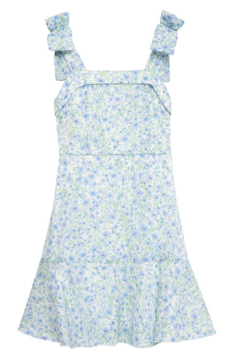 Kids' Shimmer Floral Bow Strap Dress (Big Kid)