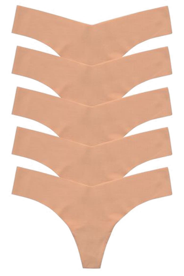 Classic Solid Thong 5-Pack, Main, color, BEIGE