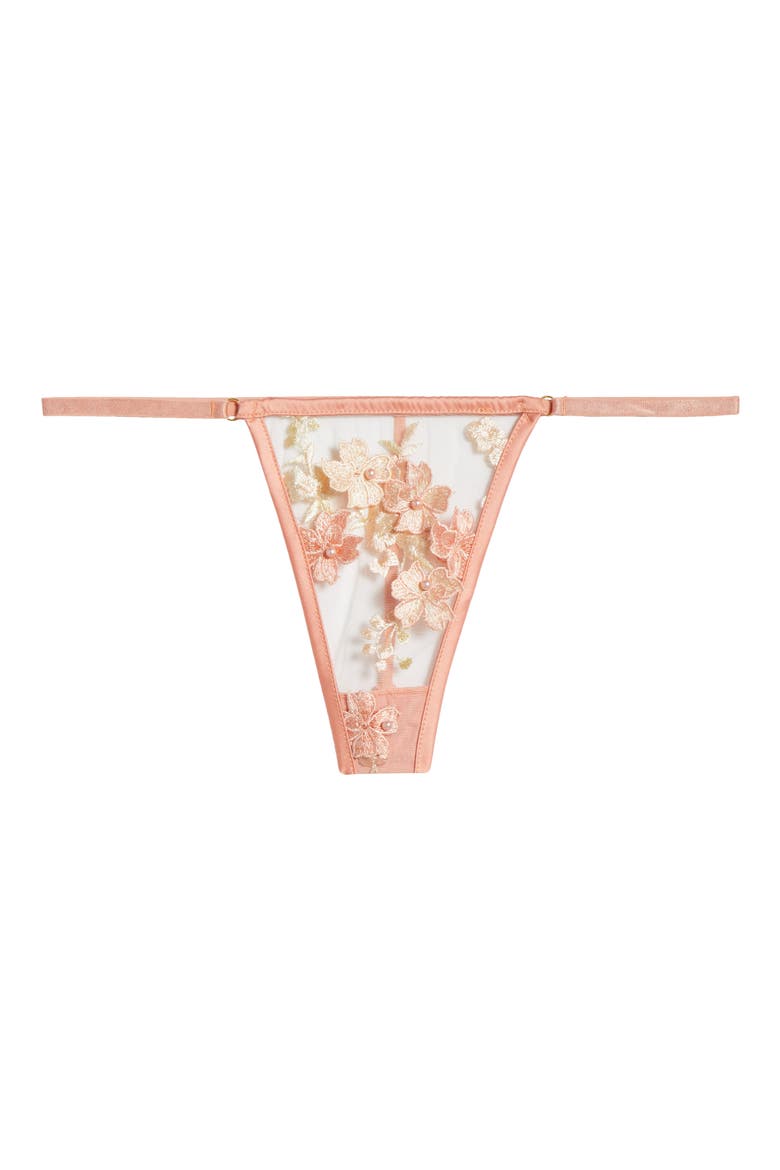 Embroidered Mesh G-String, Alternate, color, PEACHY PINK