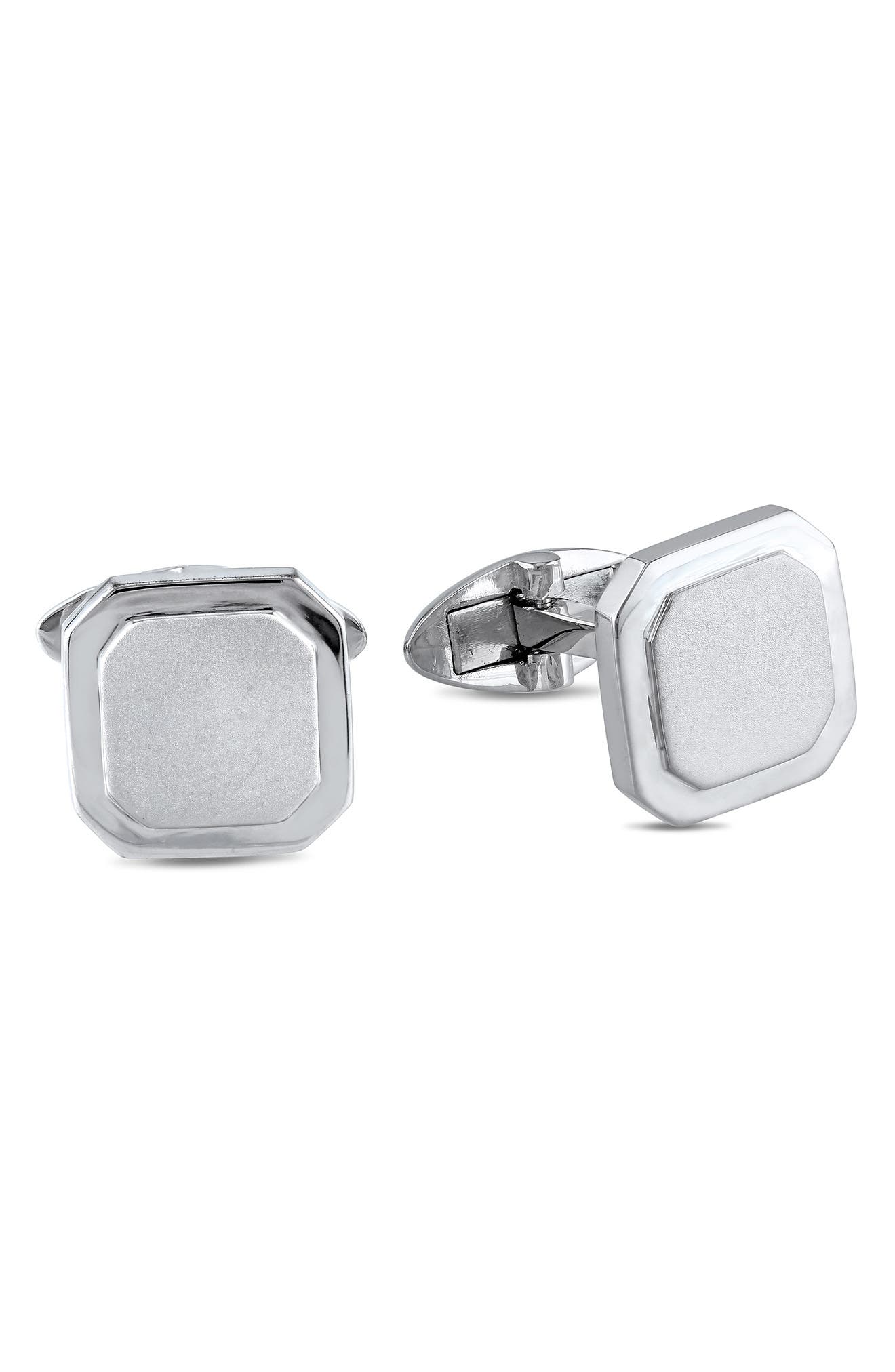 DELMAR Men's Sterling Silver Square Cuff Links