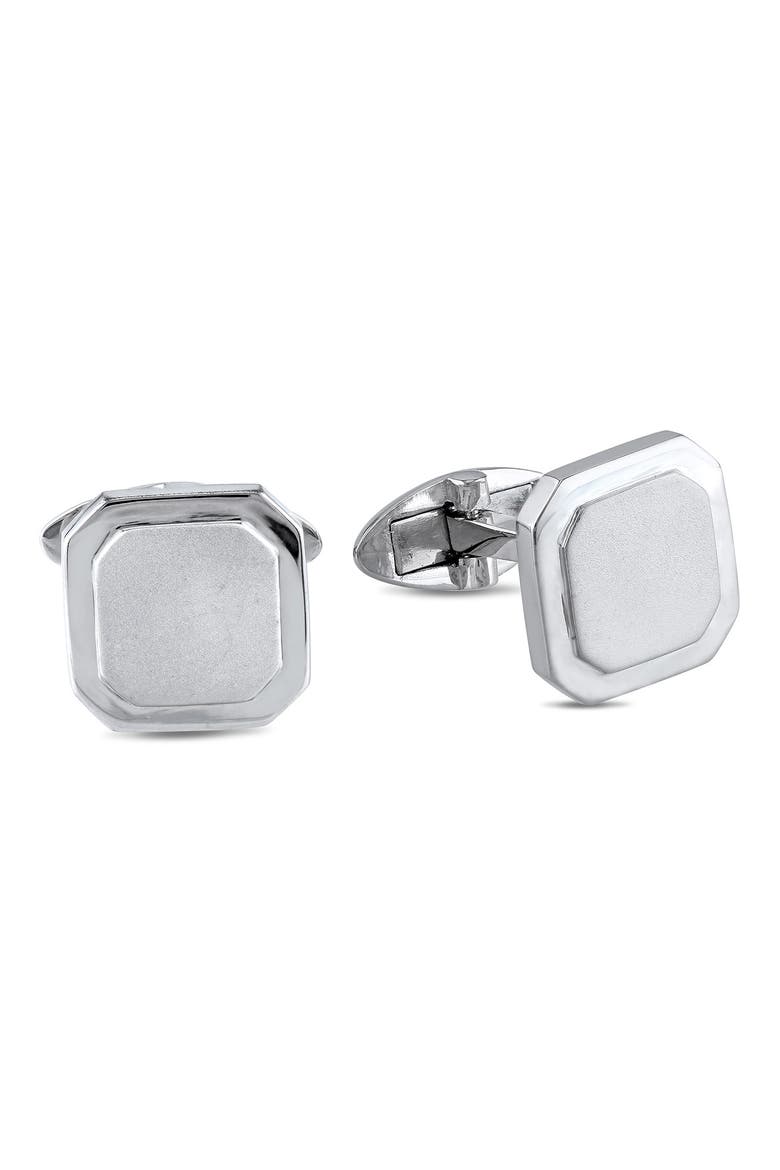 Men's Sterling Silver Square Cuff Links, Main, color, WHITE