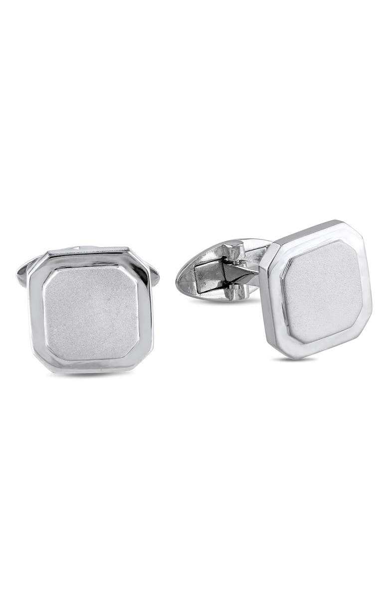DELMAR Men's Sterling Silver Square Cuff Links, Main, color, White