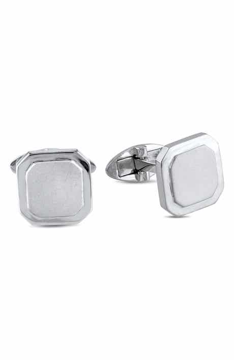DELMAR Men's Sterling Silver Square Cuff Links
