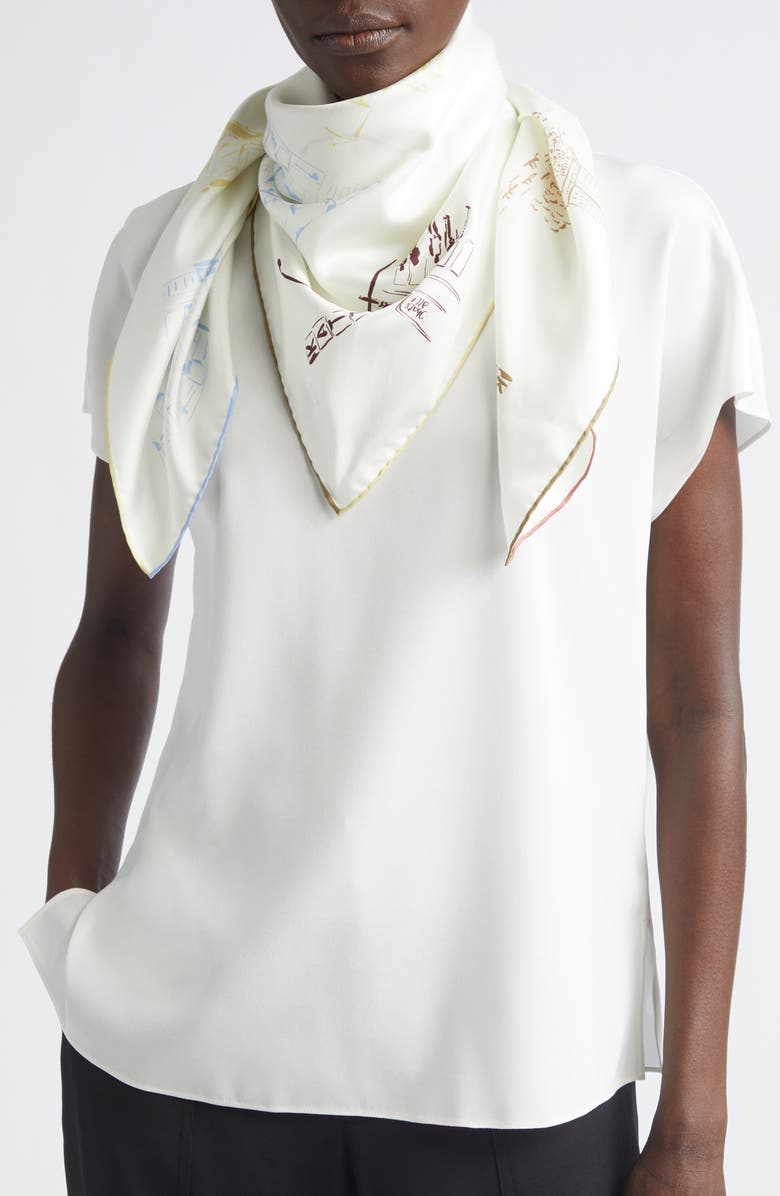 Lafayette 148 New York Manhattan Print Cashmere & Silk Square Scarf, Alternate, color, Cloud Multi