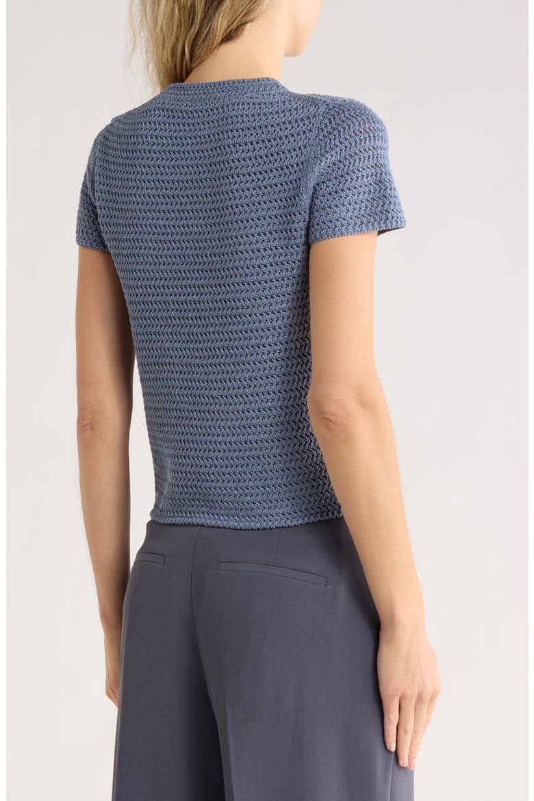 Cotton Crochet Crewneck T-Shirt, Alternate, color, LAKE