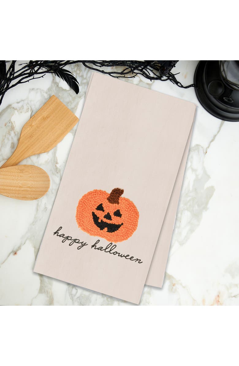 C&F Home Pumpkin Jack O' Lantern French Knot Cotton Halloween Dishtowel, Alternate, color, 