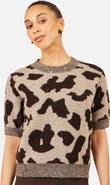 Yumi Leopard Intarsia Short Sleeve Jumper