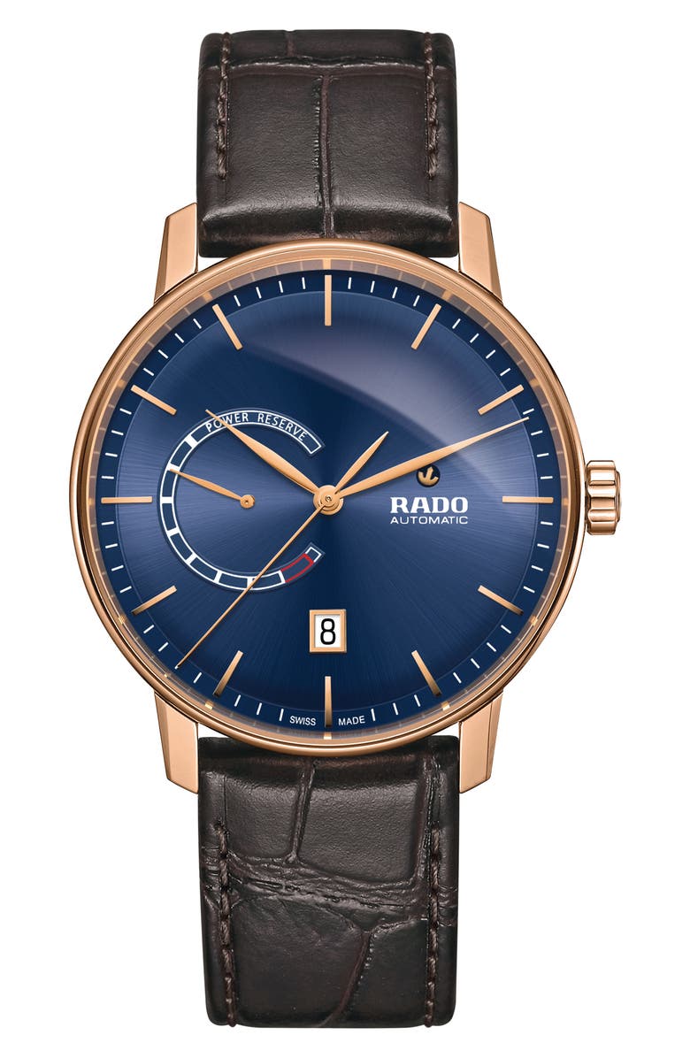 RADO Coupole Classic Automatic Leather Strap Watch, 41mm, Main, color, 