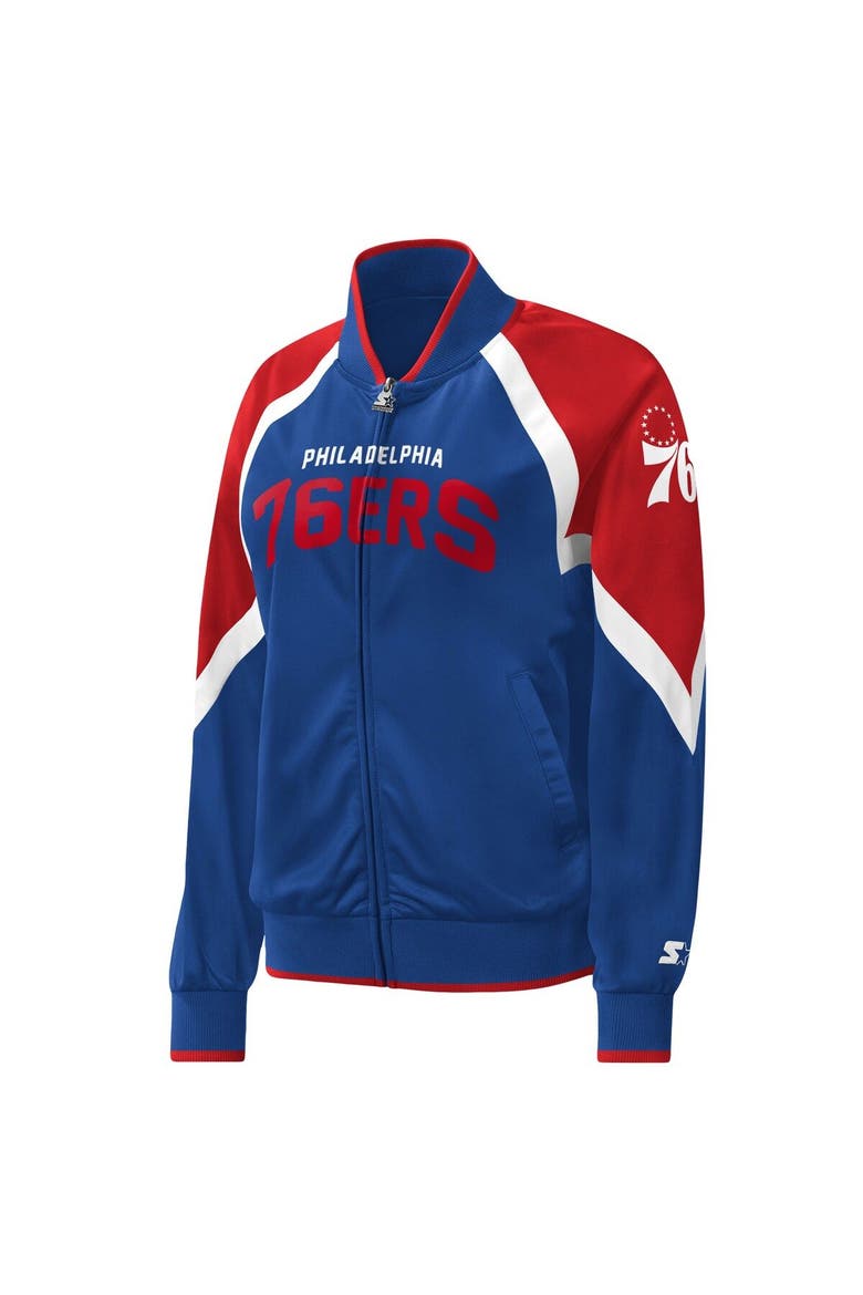 Women's Starter Royal Philadelphia 76ers Slam Dunk Raglan Full-Zip Track Jacket, Alternate, color, Royal