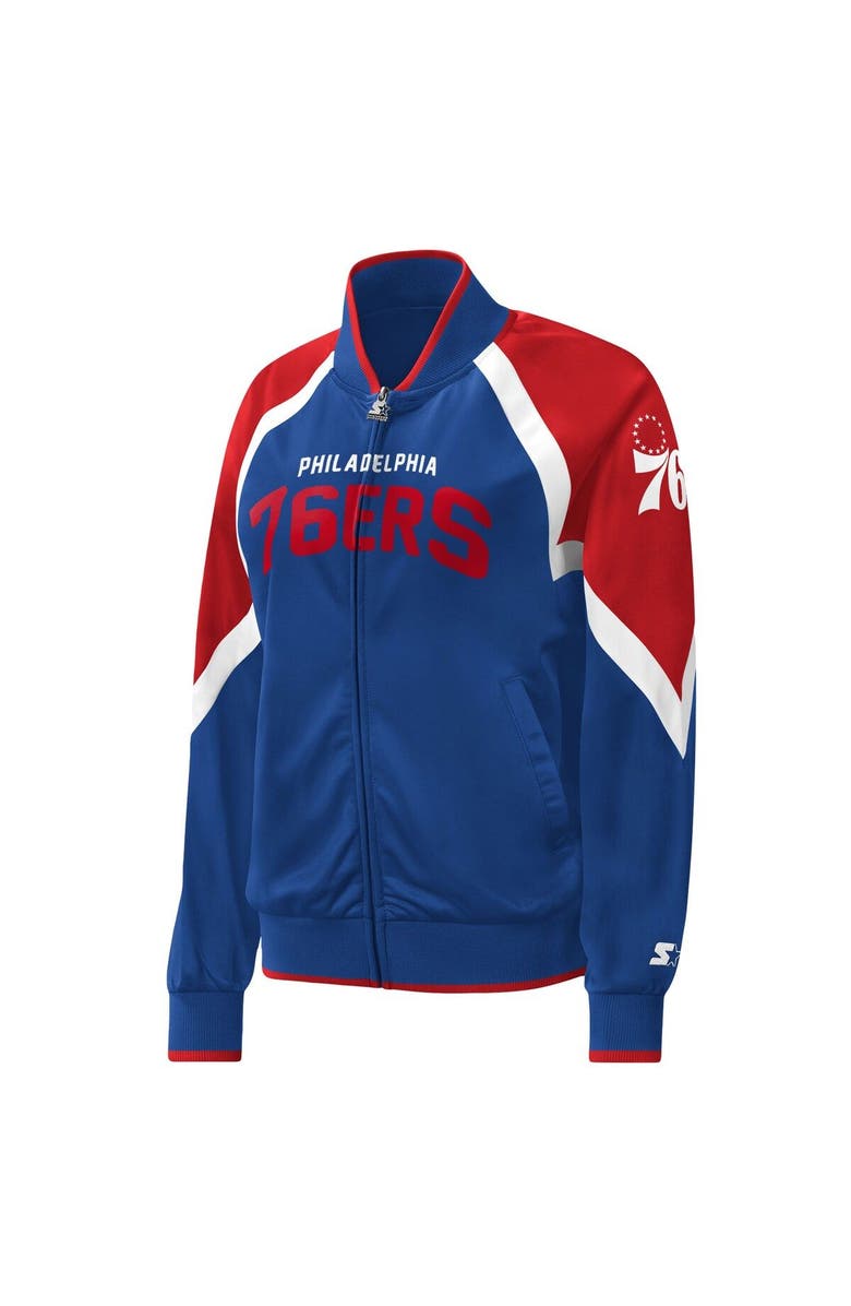 STARTER Women's Starter Royal Philadelphia 76ers Slam Dunk Raglan Full-Zip Track Jacket, Alternate, color, Royal