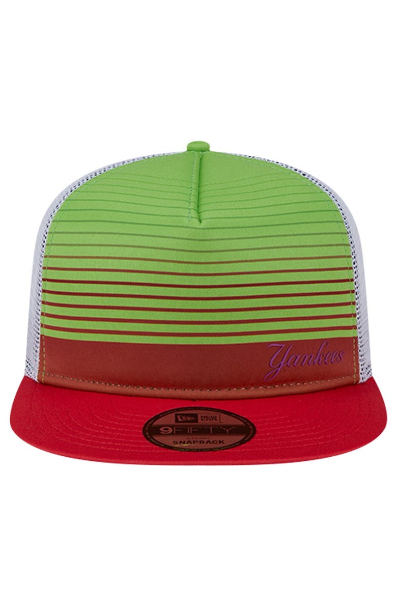 New Era Men's New Era Red New York Yankees Neon Horizon A-Frame Trucker 9FIFTY Snapback Hat, Alternate, color, Red