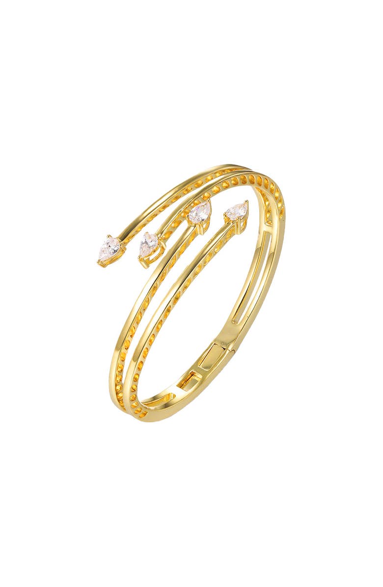 BY ADINA EDEN CZ Pear Double Row Crossover Bangle Bracelet, Main, color, Gold