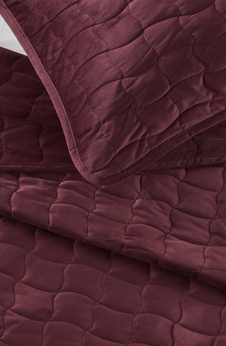 Woven & Weft Velvet Box Stitch Quilt Set, Alternate, color, Merlot