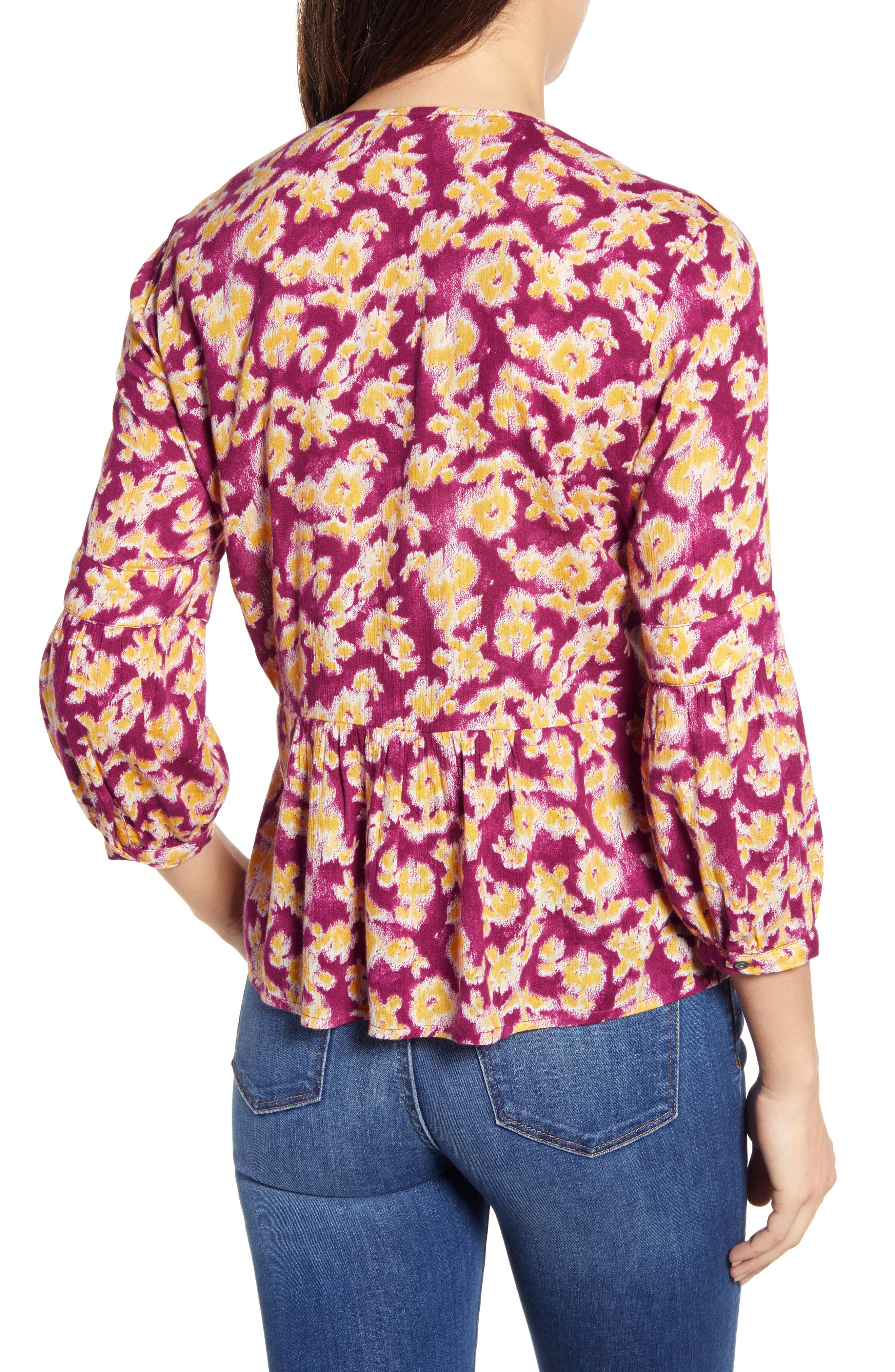 Caslon® Split Neck Print Blouse (Women) | Nordstromrack