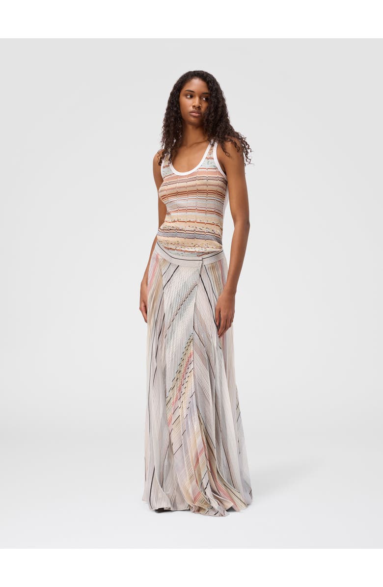 Missoni Striped Pleated Wrap Skirt, Alternate, color, White