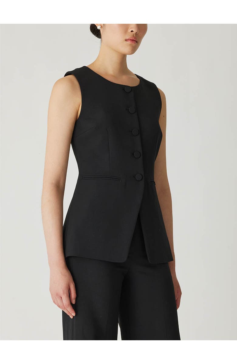 Rebecca Taylor Refined Suiting Button Front Vest, Alternate, color, Black