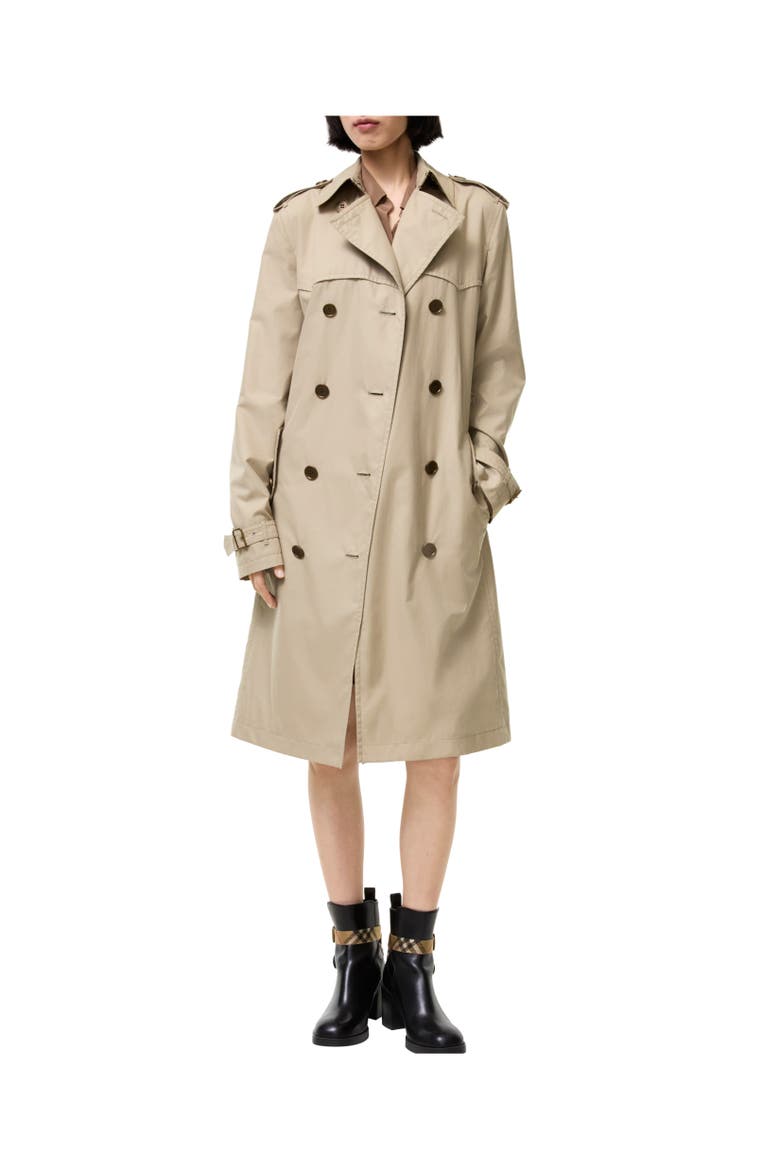 Long Silk-lined Tropical Gabardine Foxfield Trench Coat, Alternate, color, Saltmarsh beige