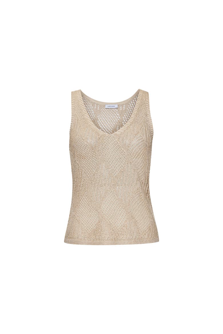 Crochet Open Work Tank Top, Alternate, color, Beige Gold