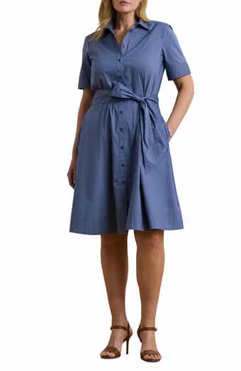 Lauren Ralph Lauren Tie Waist Stretch Poplin Shirtdress