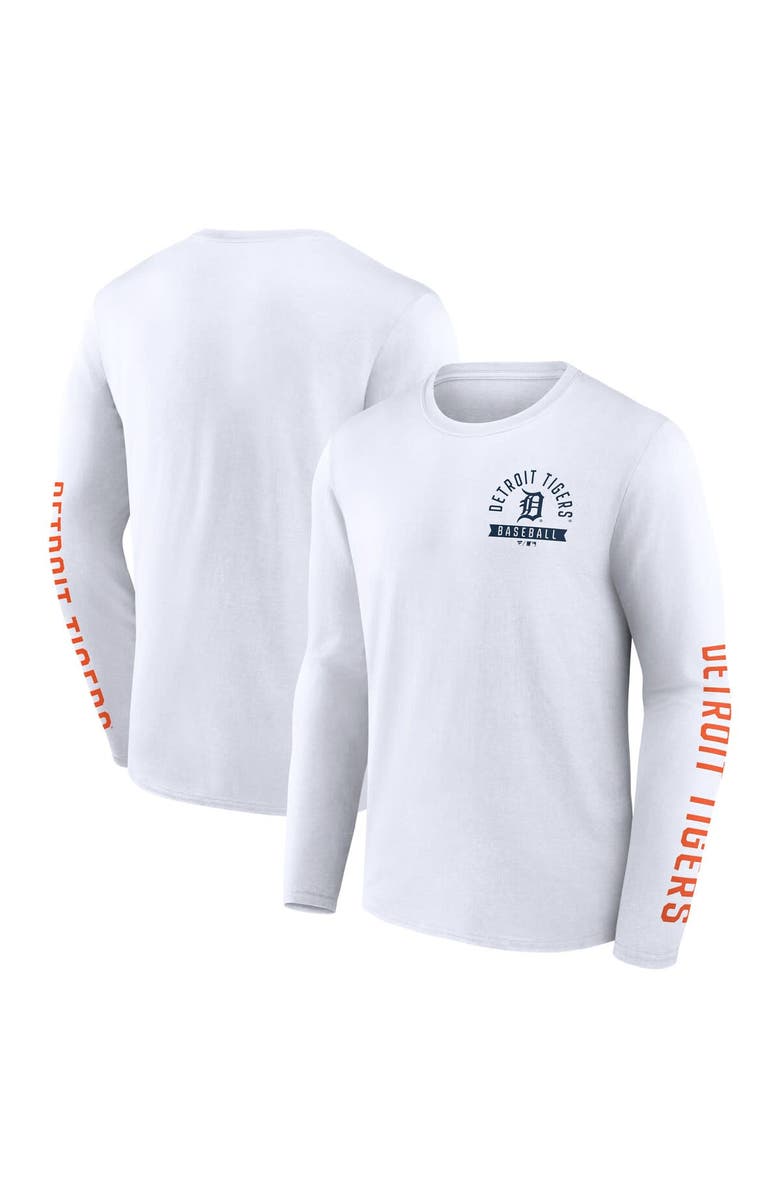 FANATICS Men's Fanatics  White Detroit Tigers Press Box Long Sleeve T-Shirt, Main, color, 
