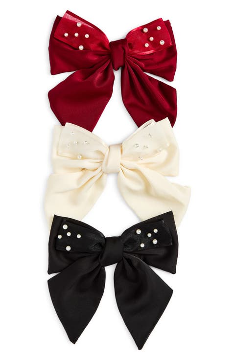 Kids' 3-Pack Pearl Bow Hair Clips