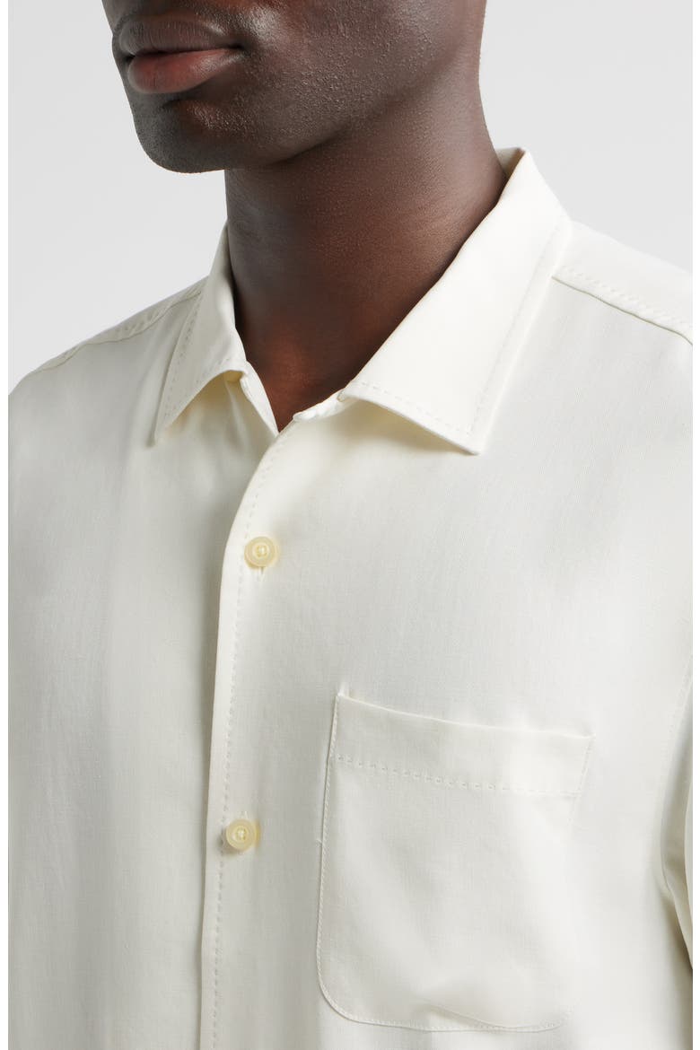 Herringbone Short Sleeve Silk Button-Up Camp Shirt, Alternate, color, CONTINENTAL