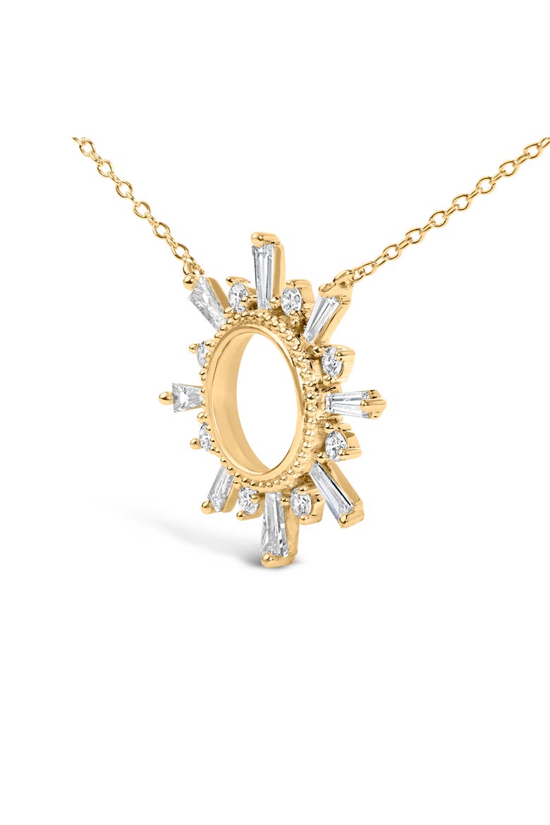 14K Yellow Gold Plated Sterling Silver 5/8 Cttw Diamond Open Starburst Pendant Necklace, Alternate, color, Yellow Gold over Silver