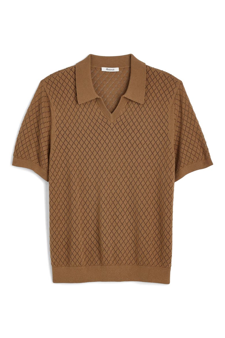 Diamond Pointelle Stitch Sweater Polo, Alternate, color, CARGO