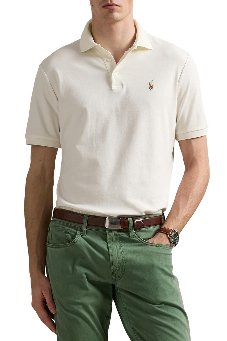 Classic Fit Solid Cotton Polo, Main, color, PALE CREAM