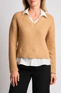 Halogen® Honeycomb Stitch Twofer Top