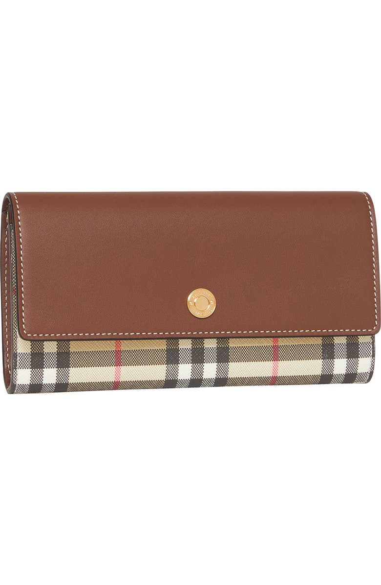 Burberry Halton Check E-Canvas & Leather Continental Wallet, Alternate, color,