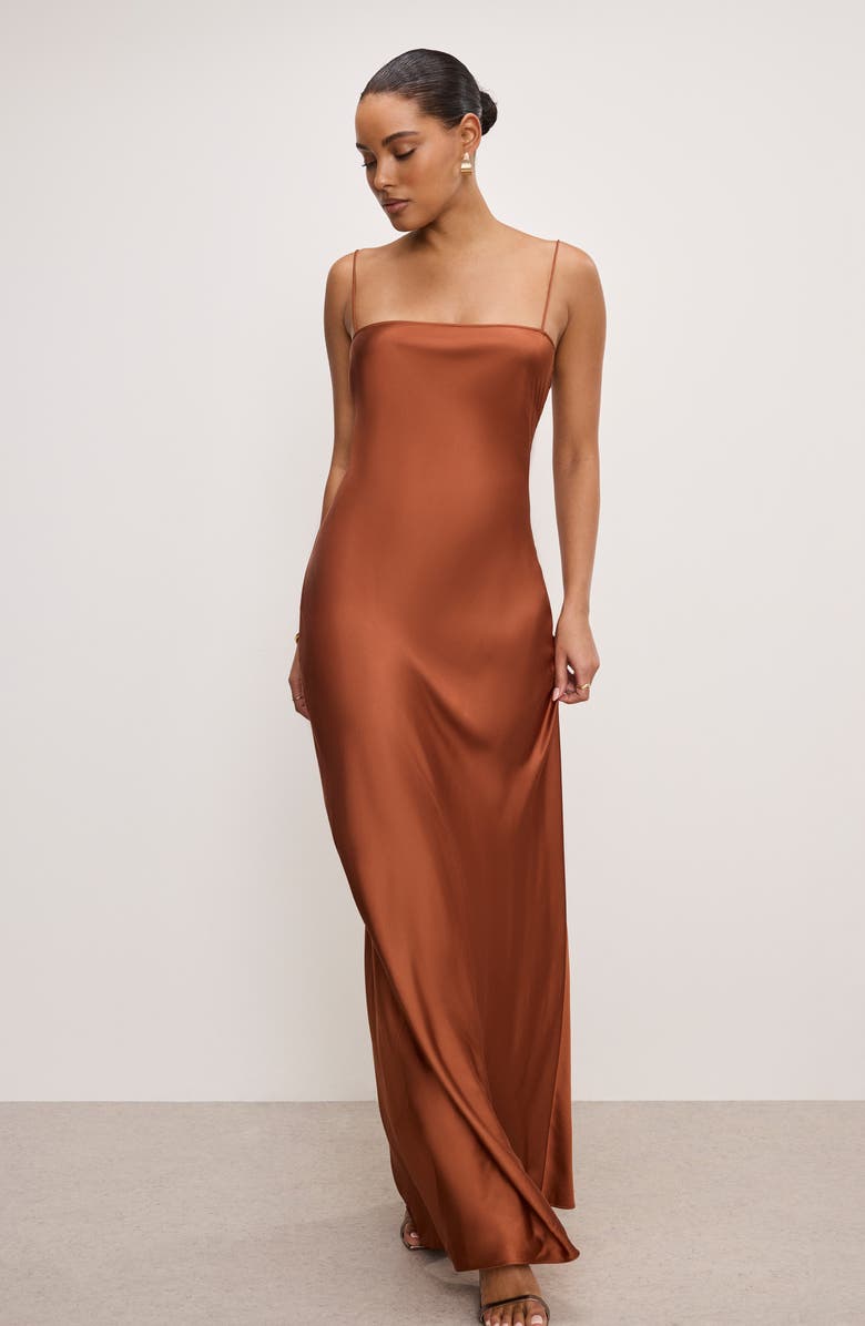 Good American Satin Maxi Slipdress, Alternate, color,