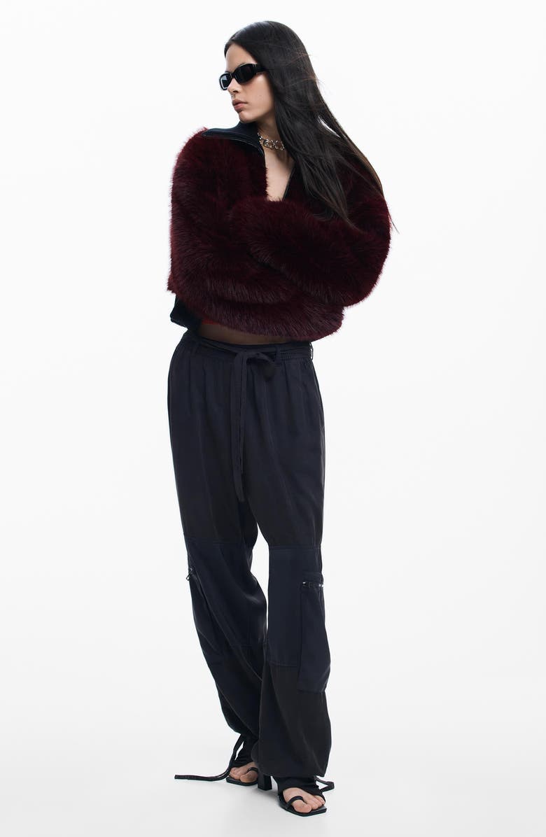 Desigual Drawstring Hem Pants, Alternate, color, Black