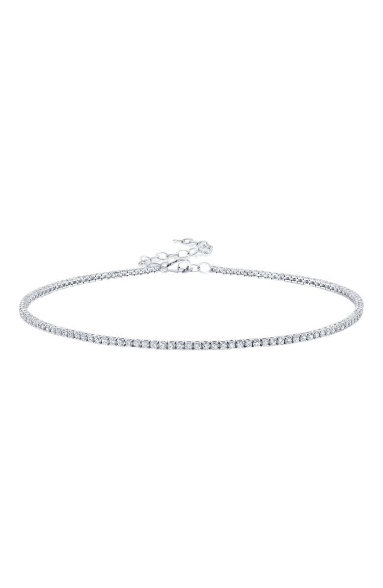 Hollywood Sensation Elegant Cubic Zirconia Choker Tennis Necklace, Alternate, color, Silver