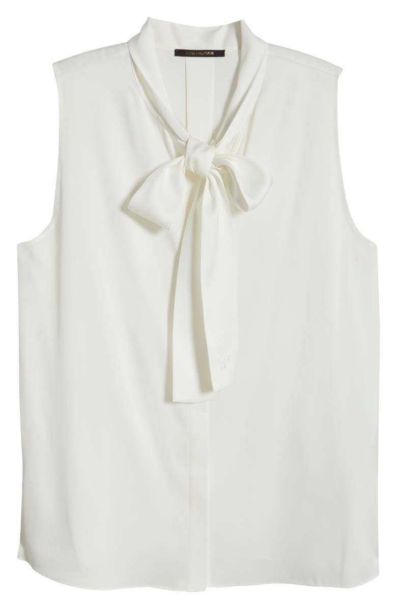 KOBI HALPERIN Tie Neck Sleeveless Stretch Silk Top, Alternate, color,