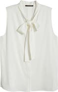 KOBI HALPERIN Tie Neck Sleeveless Stretch Silk Top