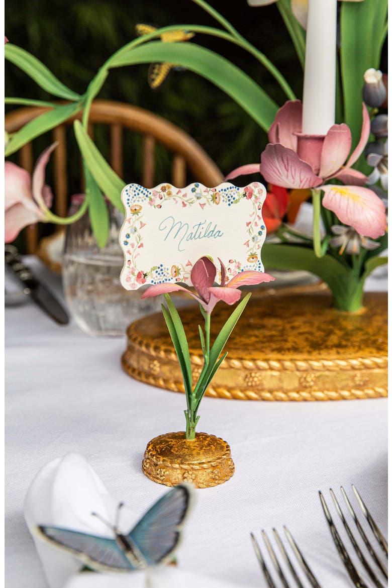 Meadow Walk Iris Place Card Holder, Alternate, color, PINK
