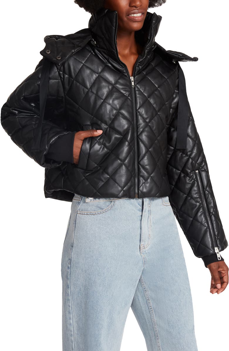 Steve Madden Hayle Quilted Faux Leather Puffer Jacket, Alternate, color,