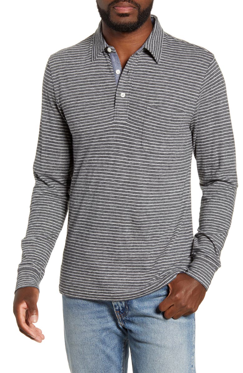 Faherty Luxe Regular Fit Stripe Long Sleeve Polo Shirt, Main, color, 