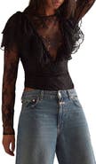 Free People Sunday Candy Lace Long Sleeve Bodysuit